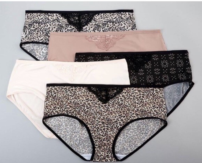 NWT Five Pair Women’s 2X Kathy Ireland Lace Trim Brief Panties
