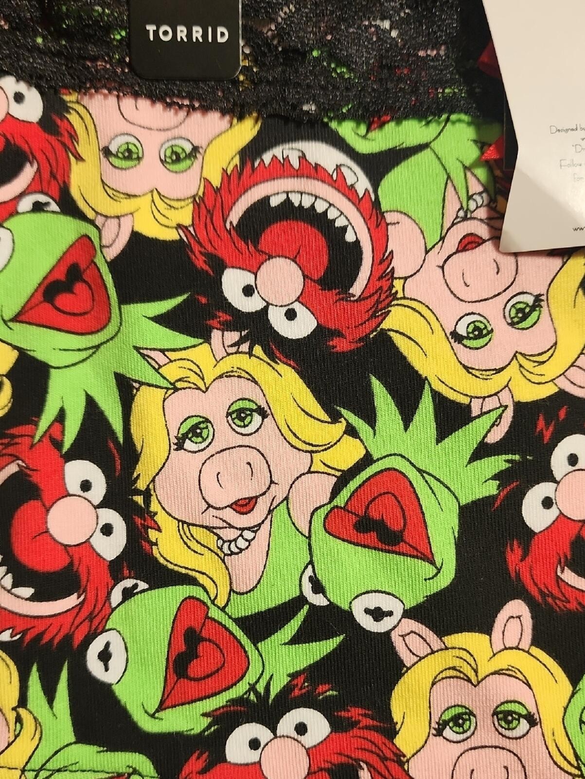 NWT Torrid Boyshort Panties Muppets With Black Lace Trim Size 1