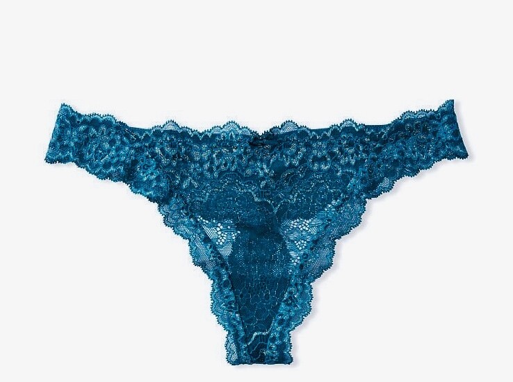 Nwt Victorias Secret Dream Angels Corded Lace Thong Panty Teal Star M