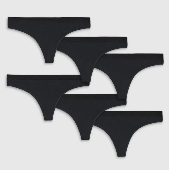 Quince Women’s Micromodal Thong (6-pack) Black Size Small Second Skin