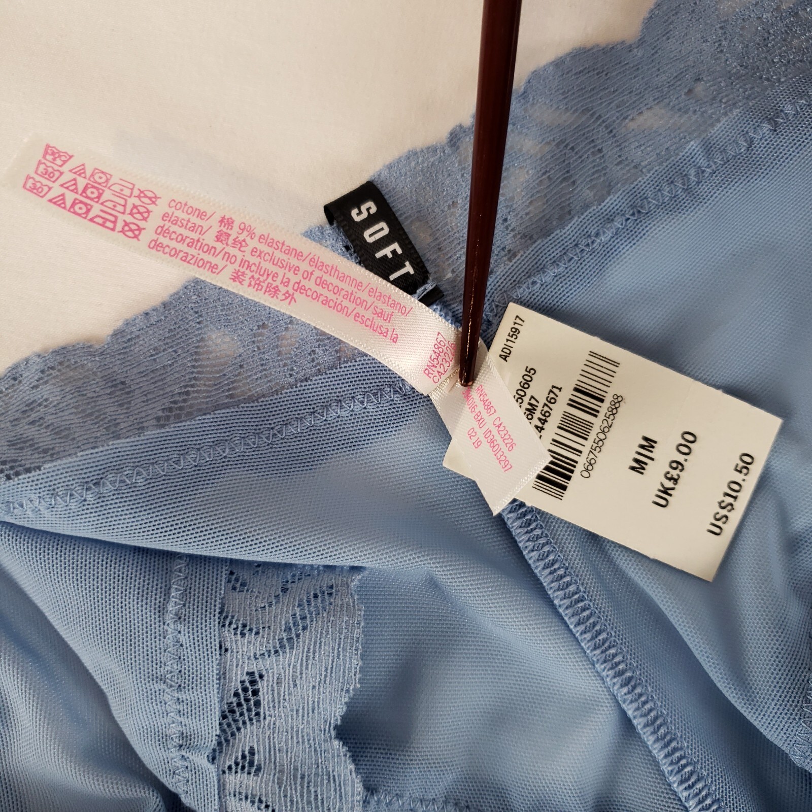 Victorias Secret PINK Cheekster Womens Medium Blue Rose Lace Glitter Logo NWT
