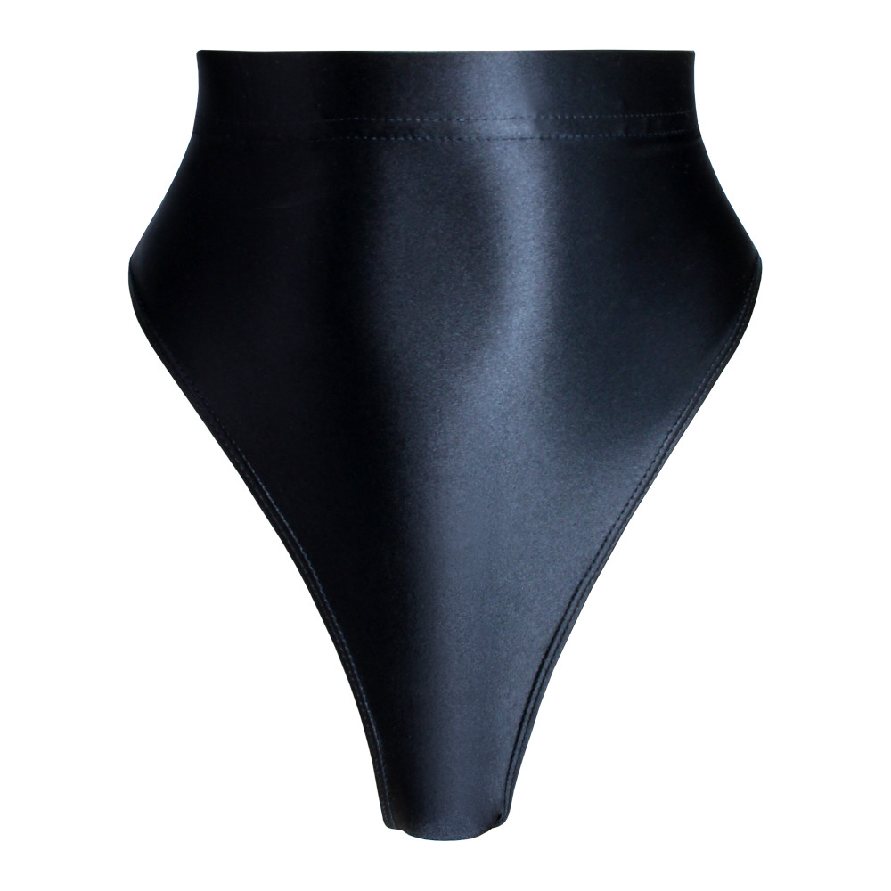 Women Sexy Shiny High-Waisted Panties Glossy Gymnastics Briefs Inner Outer Wear