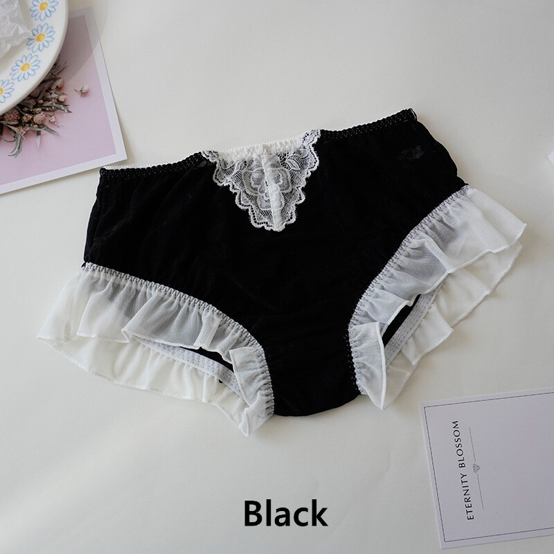 Girl Lace Check Panties Sheer Lingerie Knickers Briefs Gothic Underwear Oversize