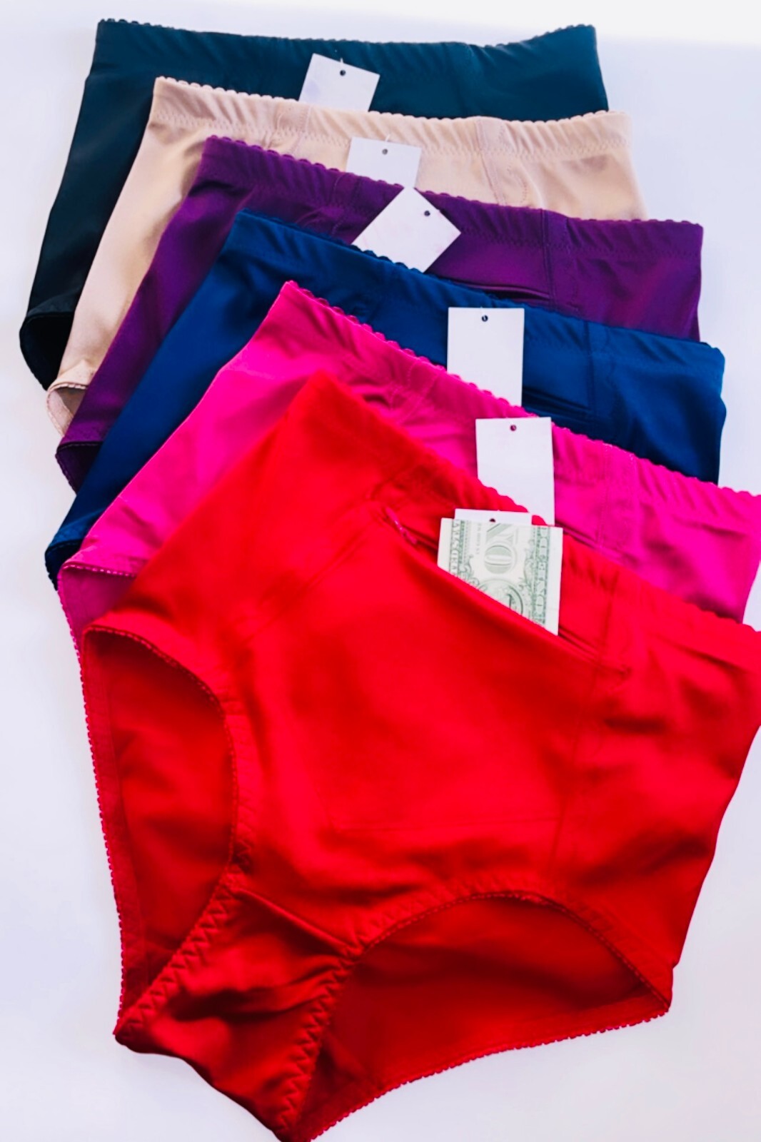 2-6 Pretty Satin Panties Womens Underwear Full Coverage Briefs Pocket travel 02