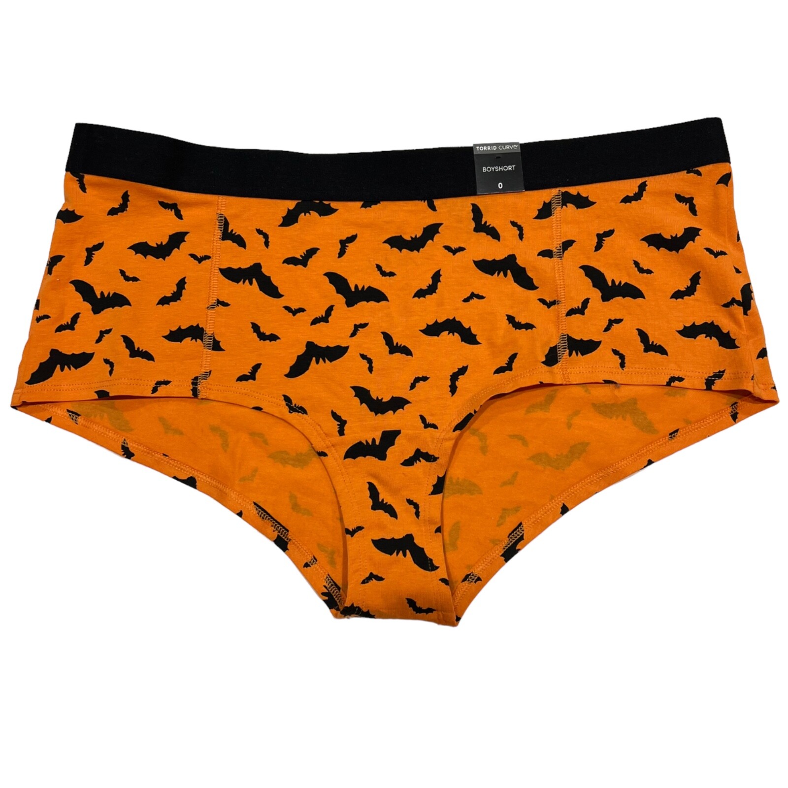 NWT TORRID Boyshort Pantie Sz 0X-4X Black Orange Bats Jersey Halloween
