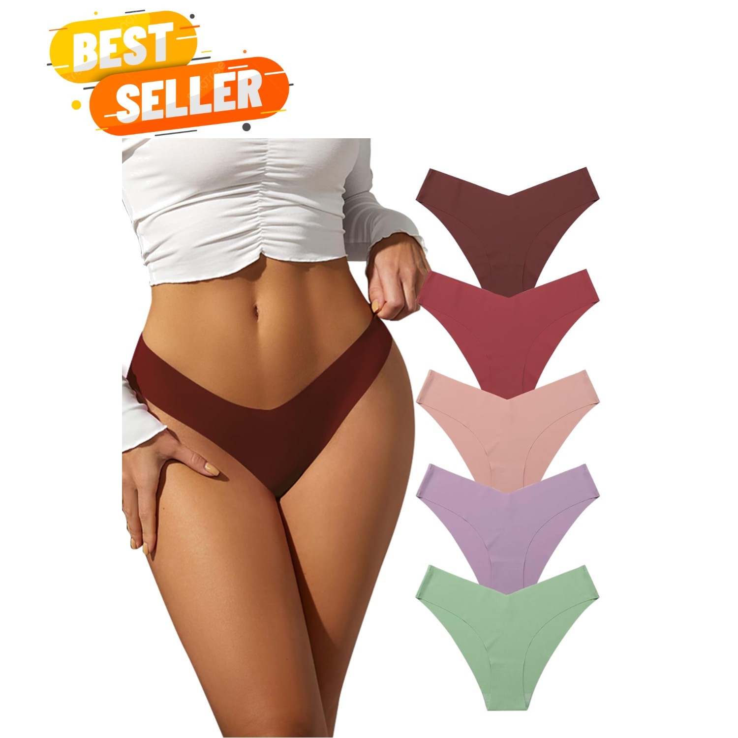 5-Pack Women’s Cheeky Underwear – Seamless Nylon Bikinis for Ultimate Comfort