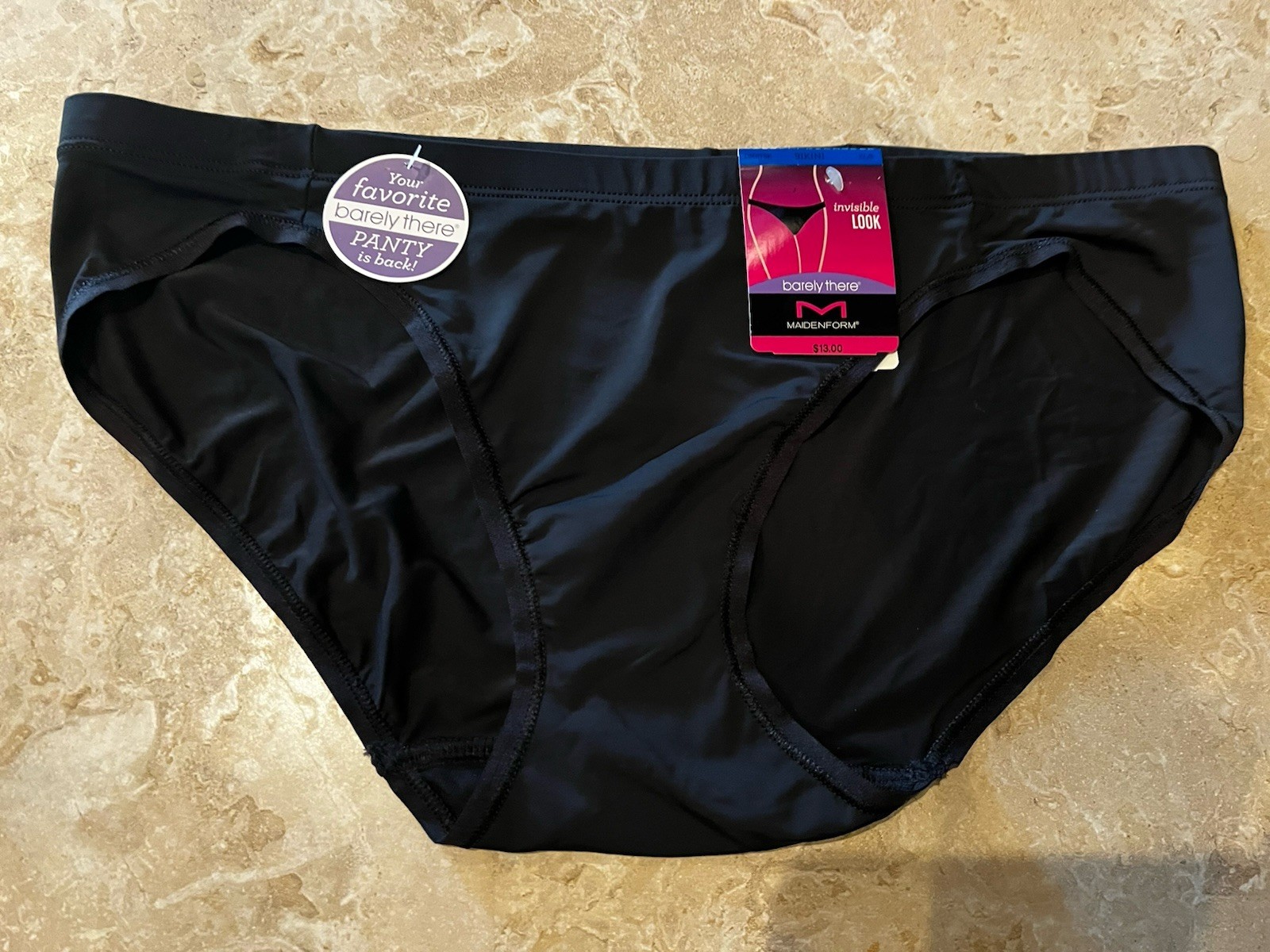 NWT Maidenform Invisible Look BARELY THERE Black Bikini Panty XL 8