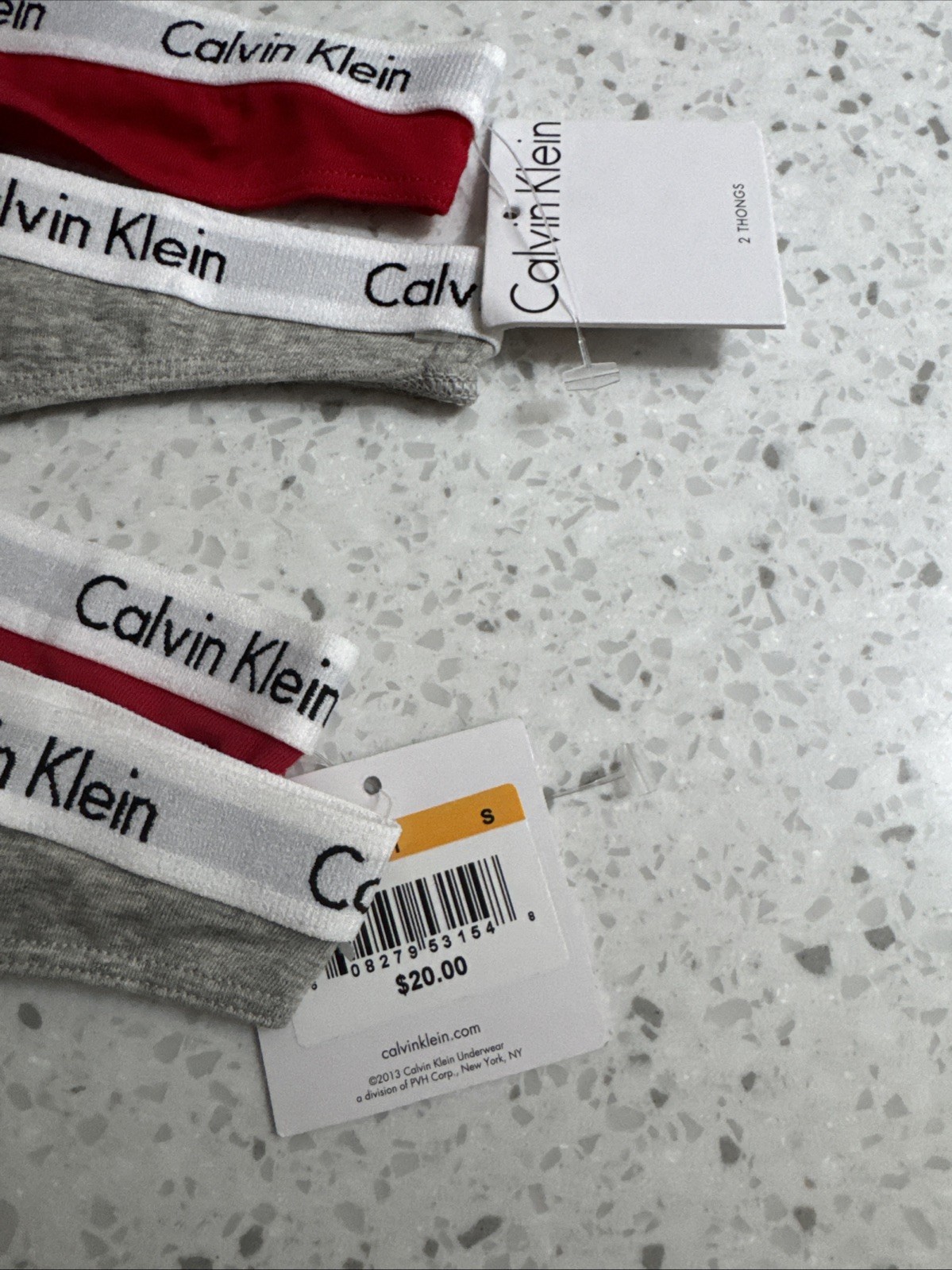 Sexy Women’s Calvin Klein Carousel Red & Gray Thongs – 2 Pairs