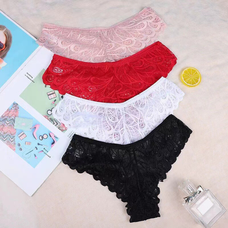 5 Packs Lot Sexy Women Lace Sheer Panties Briefs High Cut Underwear Intimates