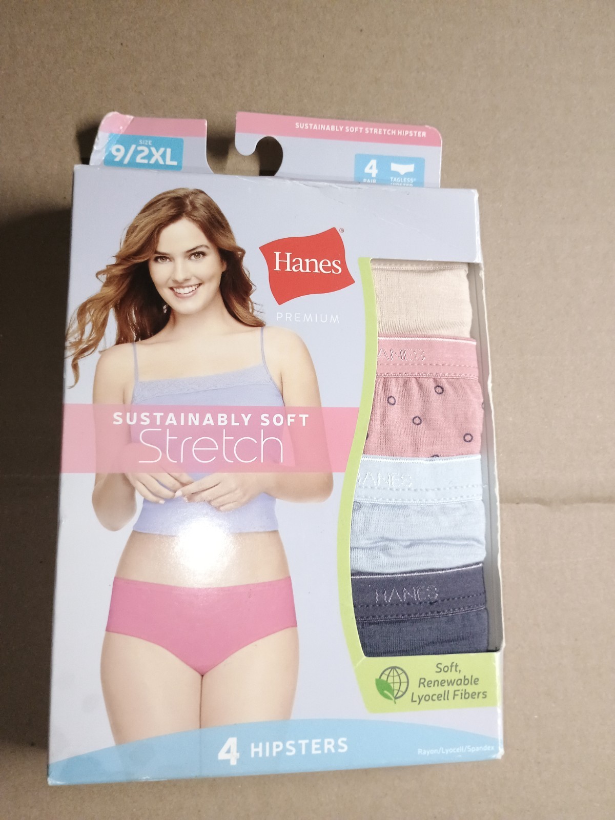 Hanes Premium Women’s 4pk Sustainably Soft Stretch Hipsters Size 9 / 2XL NEW