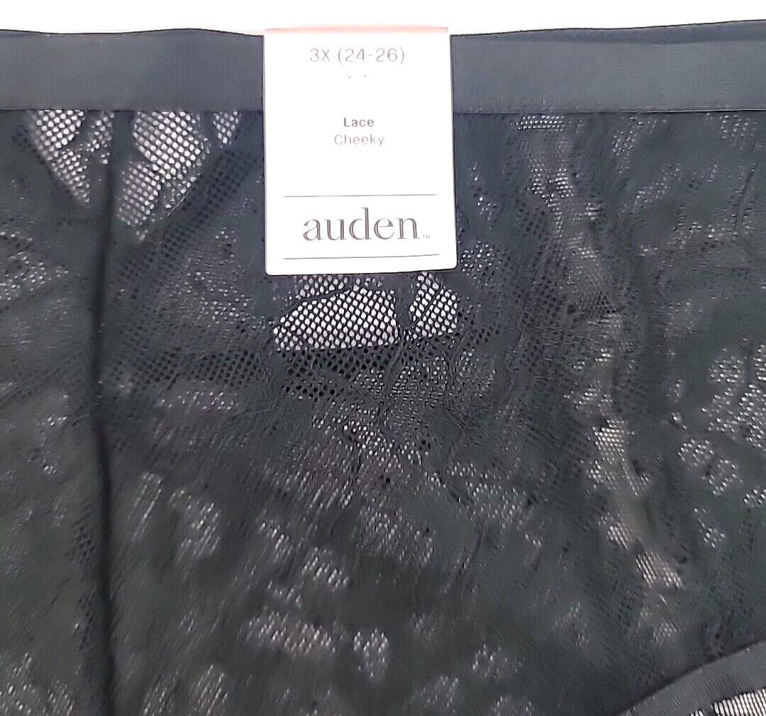 Auden Pantie Size 3X Black Floral Lace and Dot Cheeky