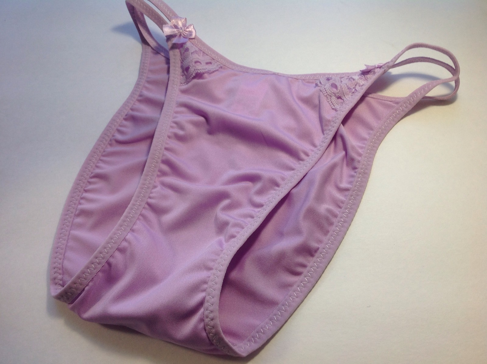 Women Panties,Bikinis Size S. Small Lavender Soft Silky W/Net&Decoration