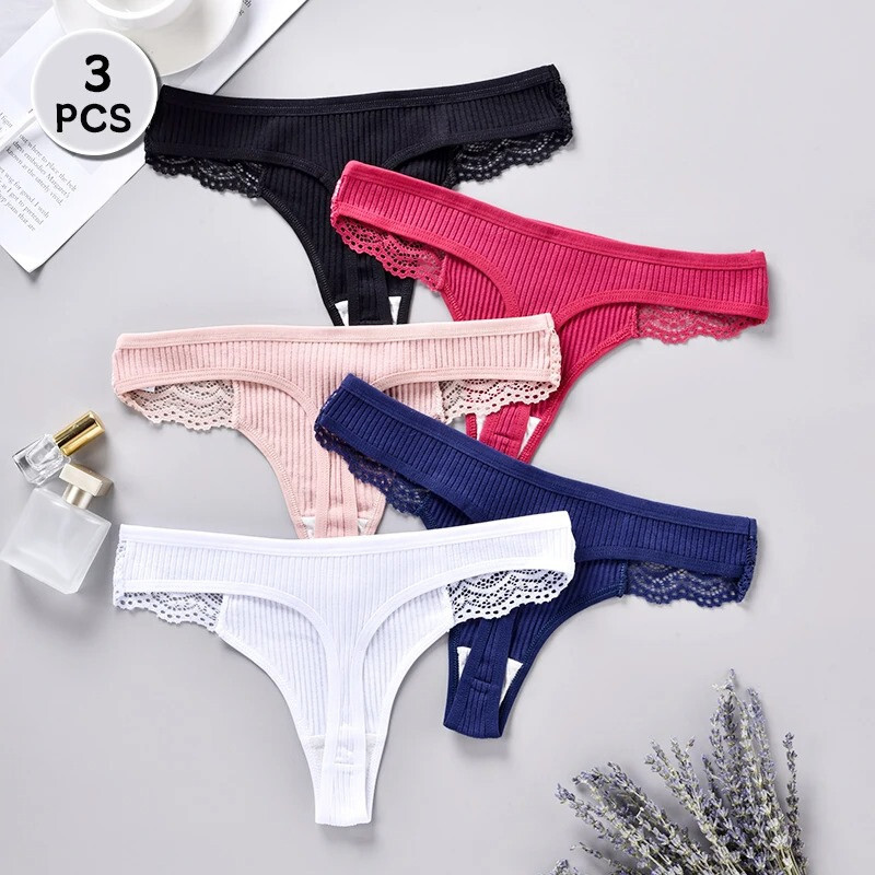 3 uds de ropa interior bragas de mujer de algodón antibacteriano sólidas secado