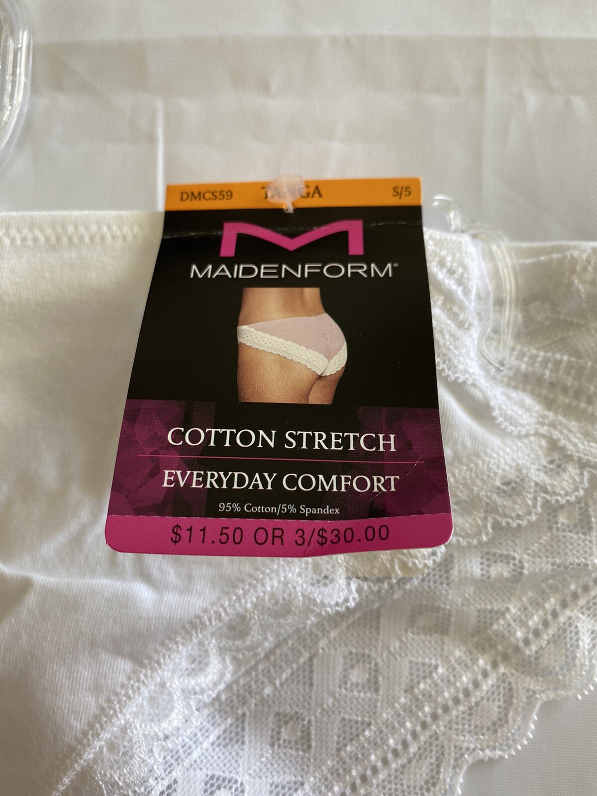 Maidenform Cotton Stretch Tanga Style DMCS59 Size Small Size 5 – White – New