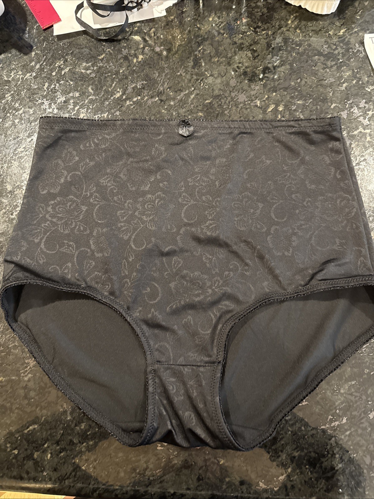 Vtg BARBARA B2BODY Second Skin Satin Floral Granny Panties Black SISSY 3xl