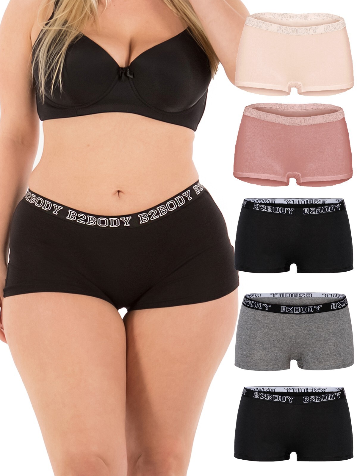 B2BODY Cotton Underwear Boyshort Panties for Women Small to Plus Size