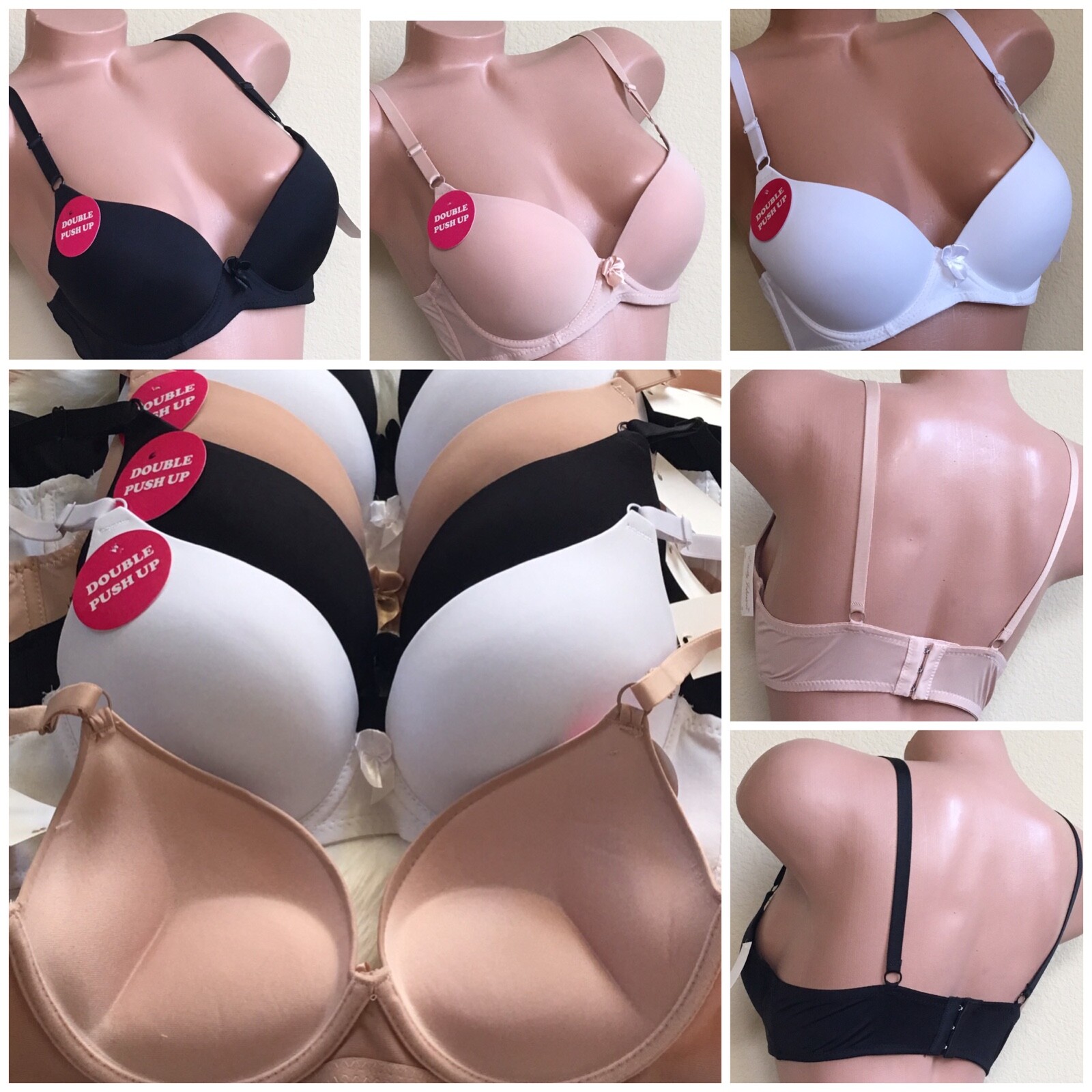 3- 6 Bras T-shirt Women’s Max Lift Extreme Push Up Add 2 Cup Push-ups 99 32B-40C