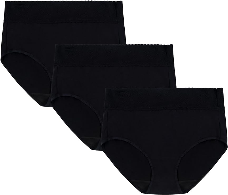 3 Pack Vanity Fair Women’s Effortless Brief Panties 13476 Black 6-10