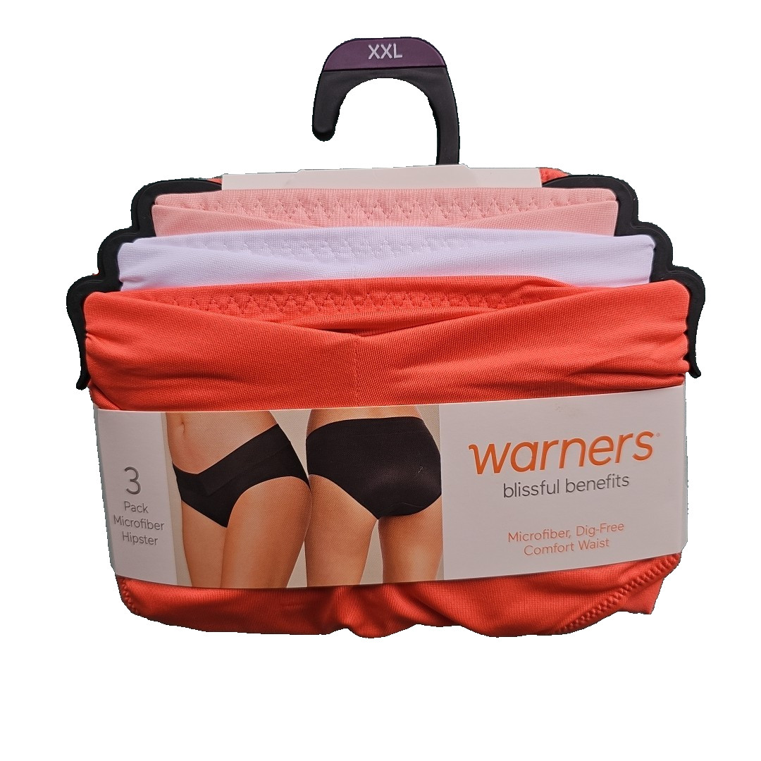 Warner’s Womens Blissful Benefits Microfiber Hipster Panties 3-Pack Size 9 XXL