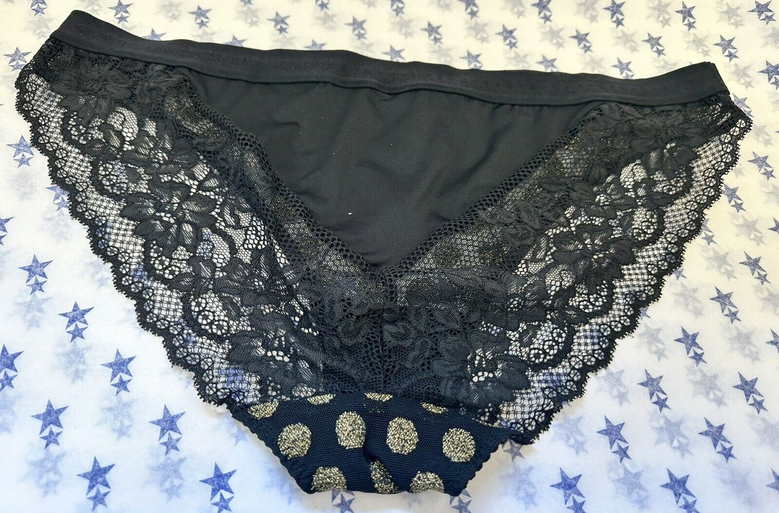 NEW! M&S B by Boutique Marks & Spencers black with gold circles bikini knickers