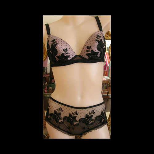 Verde Veronica ALLURE Black Floral Embroidered Mesh Deep Culotte