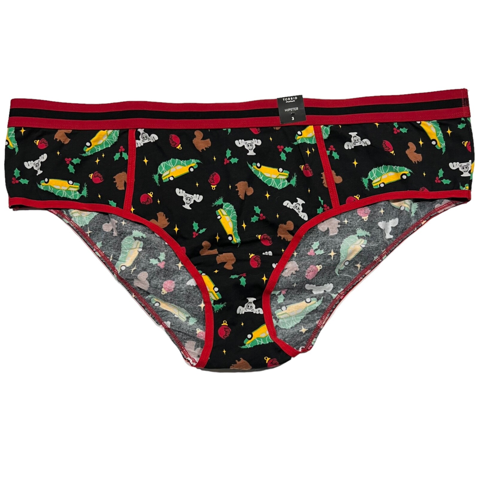 NWT TORRID Hipster Pantie 00X-0X-1X-2X-3X-4X Red Black Christmas Vacation Jersey