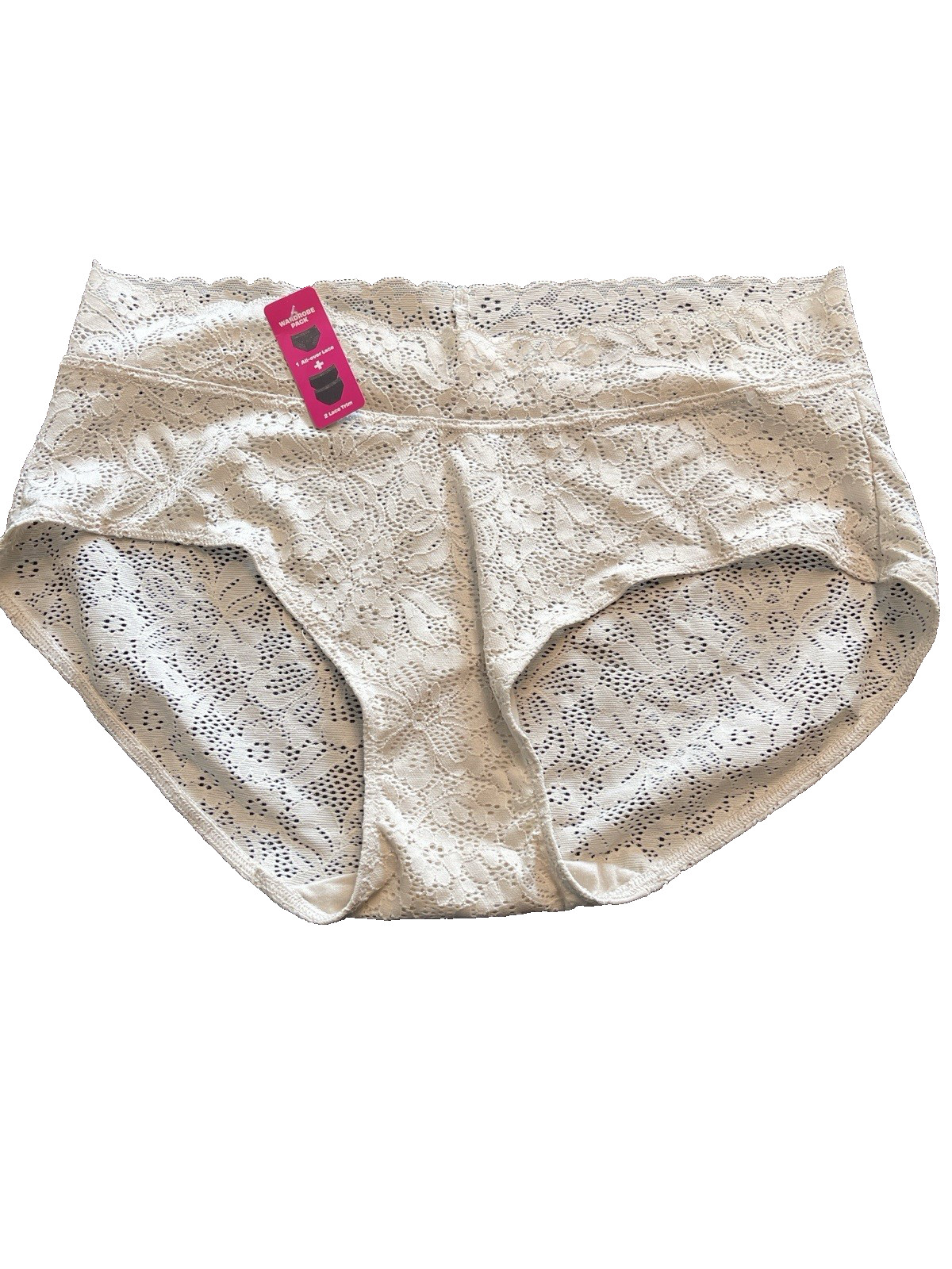NWT Maidenform Lace Brief Panty Beige Large Sissy Feminine Whimsical Girly