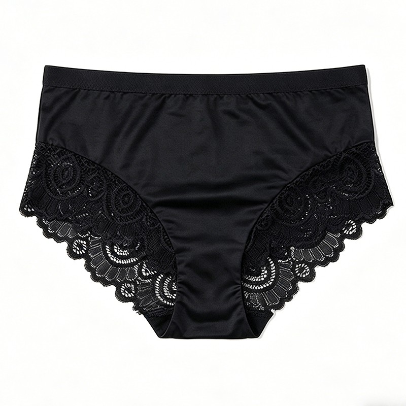 3 Pack Lot Sexy Womens Satin Panties Underwear Lace Briefs Mid Rise Lingeries