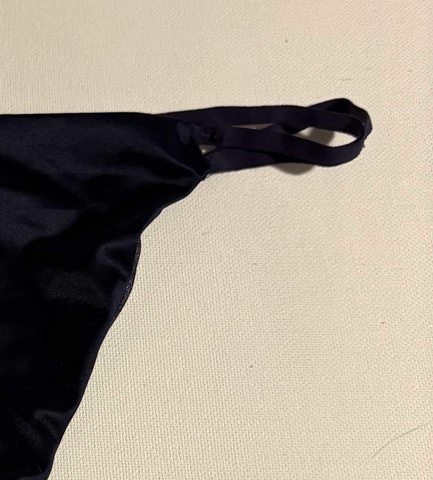 Victoria’s Secret, Vintage Very Sexy, Navy Rusched T-back, Stretch Double String