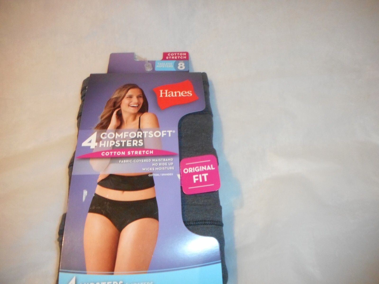 Hanes 4 Pack Comfortsoft Black Hipster Cotton Stretch Panty Size8/ XtraLarge