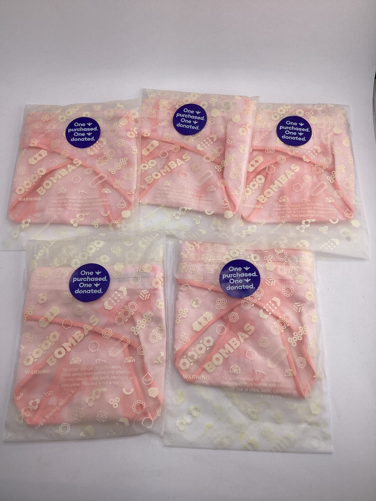 (5) Bombas Womens Thong Cotton Candy Pink Size MEDIUM New Sealed packages