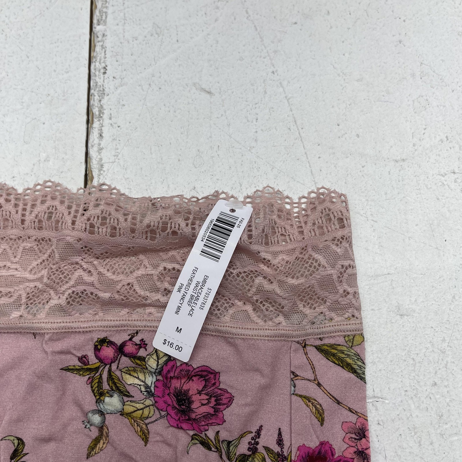 Soma Brief Panties Womens Medium Pink Embraceable Floral Lace Trim Underwear