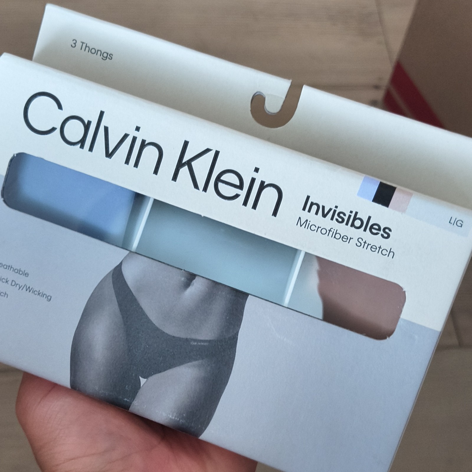 Calvin Klein Invisibles Microfiber Stretch Thong Panties 3-Pack Multicolor L/G