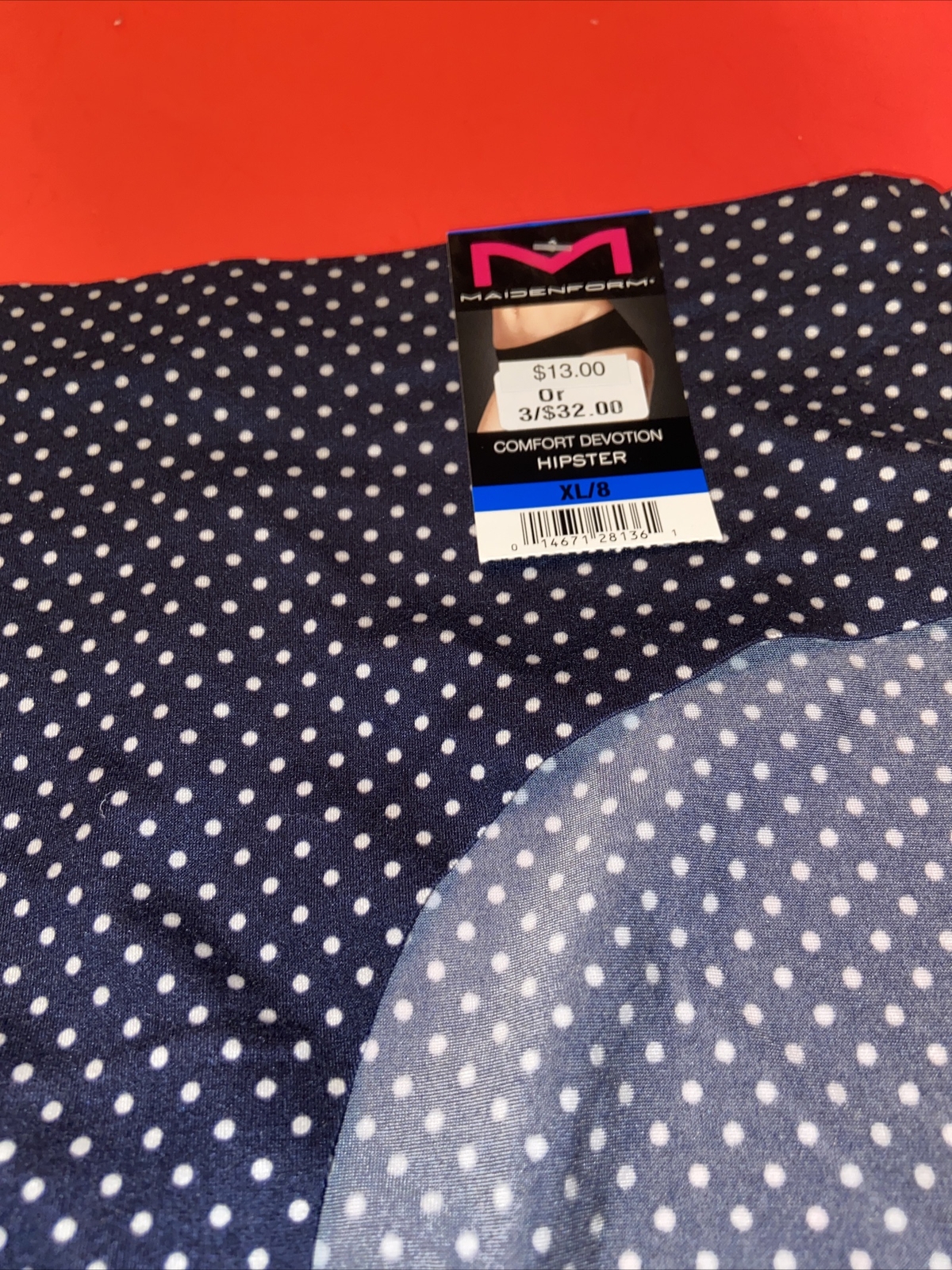 NEW! 2 PAIRS MAIDENFORM BLUE POLKA DOT HIPSTER PANTIES / X-LARGE / SIZE 8/ $26