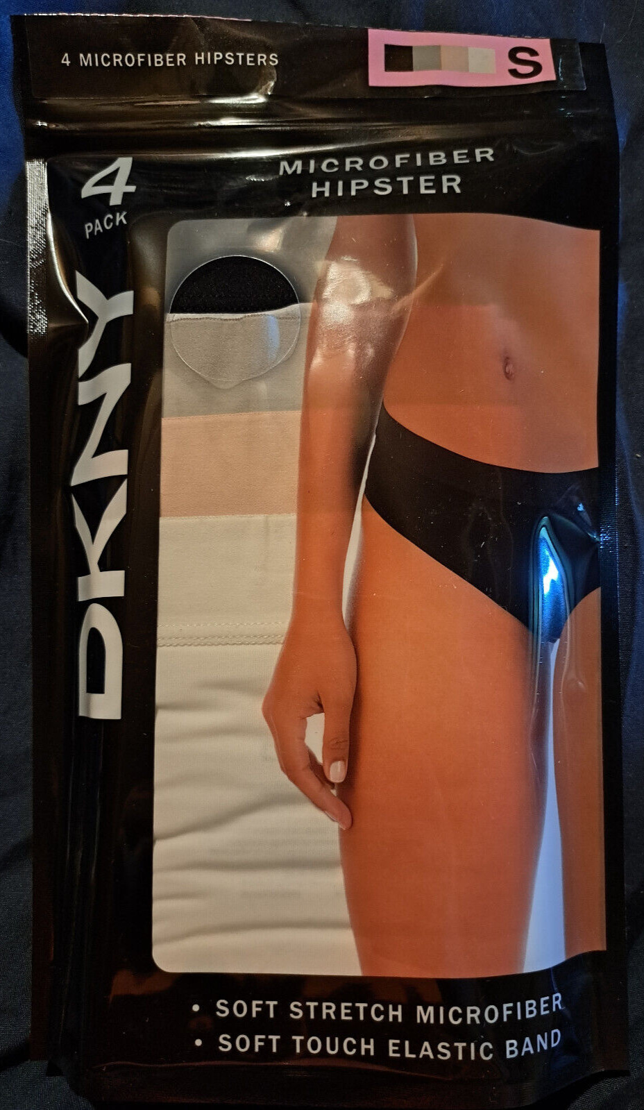 DKNY Womens Soft Stretch Microfiber 4 Pk Hipster Underwear Assorted Color Sz S