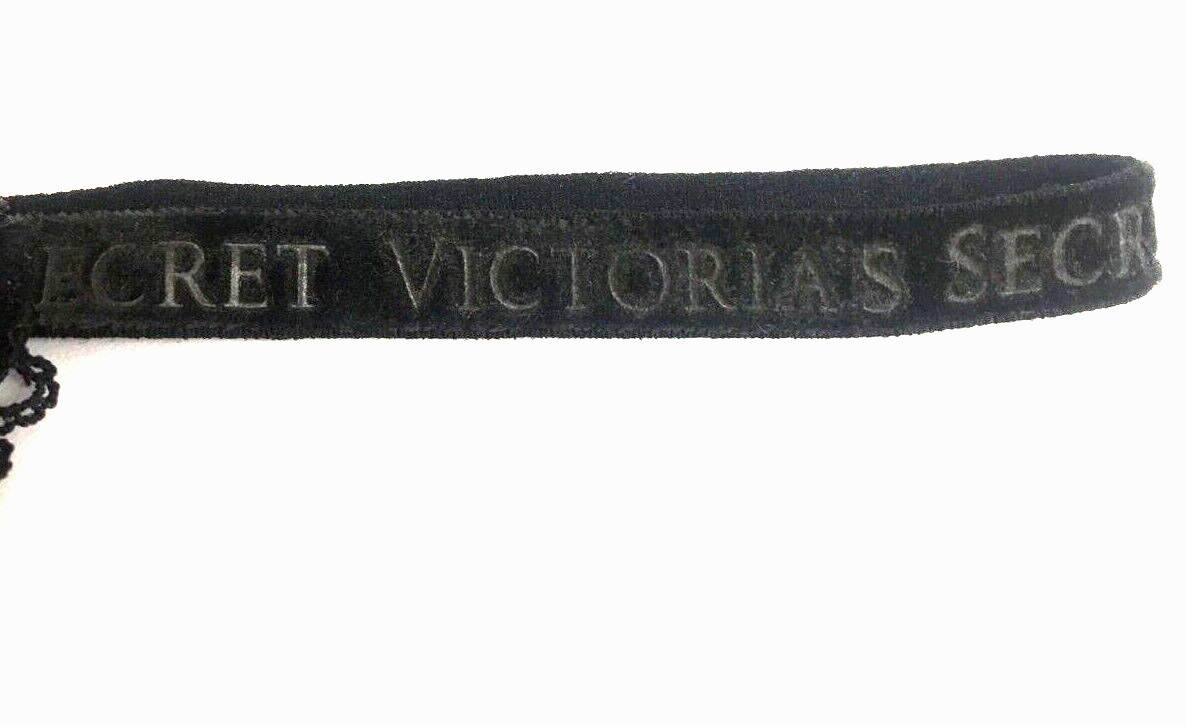 Victorias Secret Very Sexy Black Rose & Bows V-String Thong Panty S Sparkly Mesh