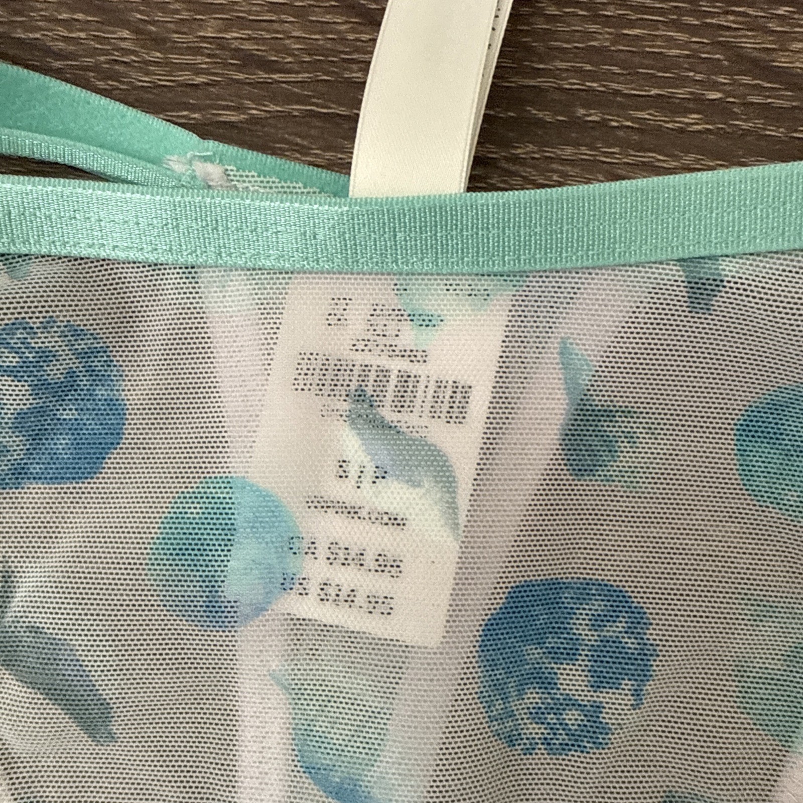Pink By Victoria’s Secret, Small Teal Sheer Mesh Strap, Thong Panties