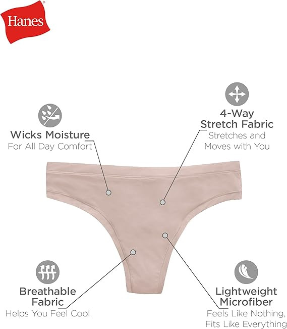 Hanes Microfiber Women’s Bikini Panties 6Pack Comfort Flex Stretch Fit Fast Ship