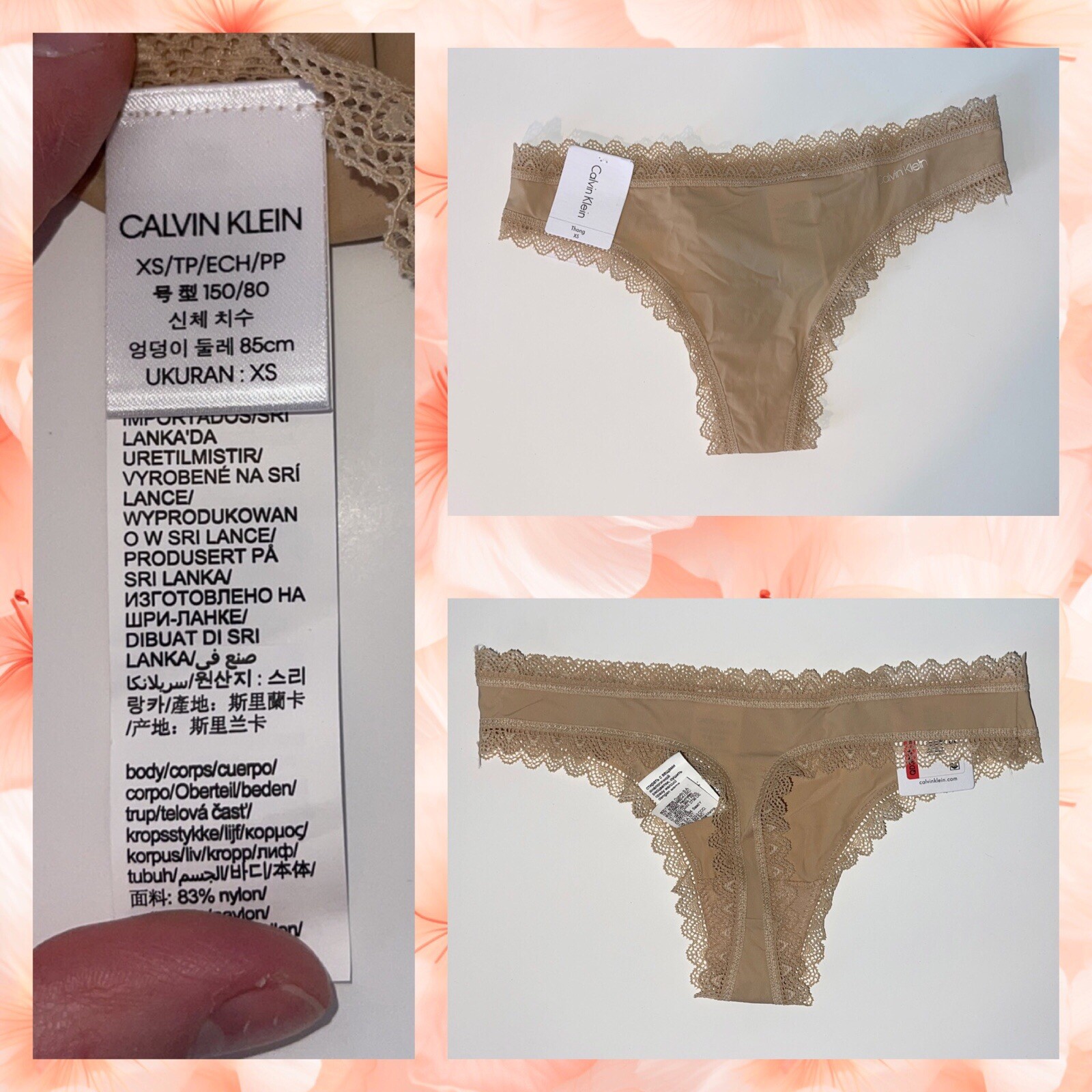 Womens Calvin Klein Underwear Panty Bundle of 3 Size Extra Small Black Nude NWT