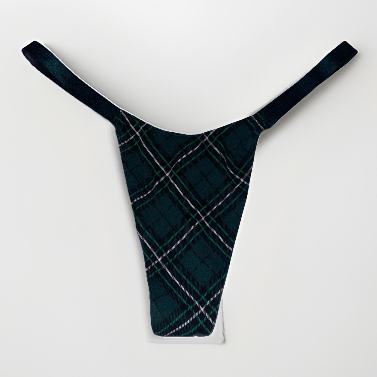 Victoria’s Secret PINK Thong Panty 2XL Logo Green Plaid NWT