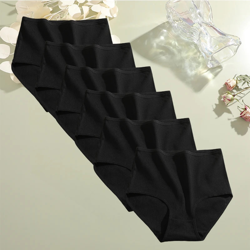 Cotton High Waist Panties Women’s Plus Size Soft Breathable Comfort Briefs 6 Pcs