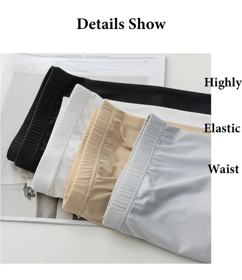 Seamless Ice Silk Safety Shorts High Waist Boxers Panties Anti Rub Thigh Pants