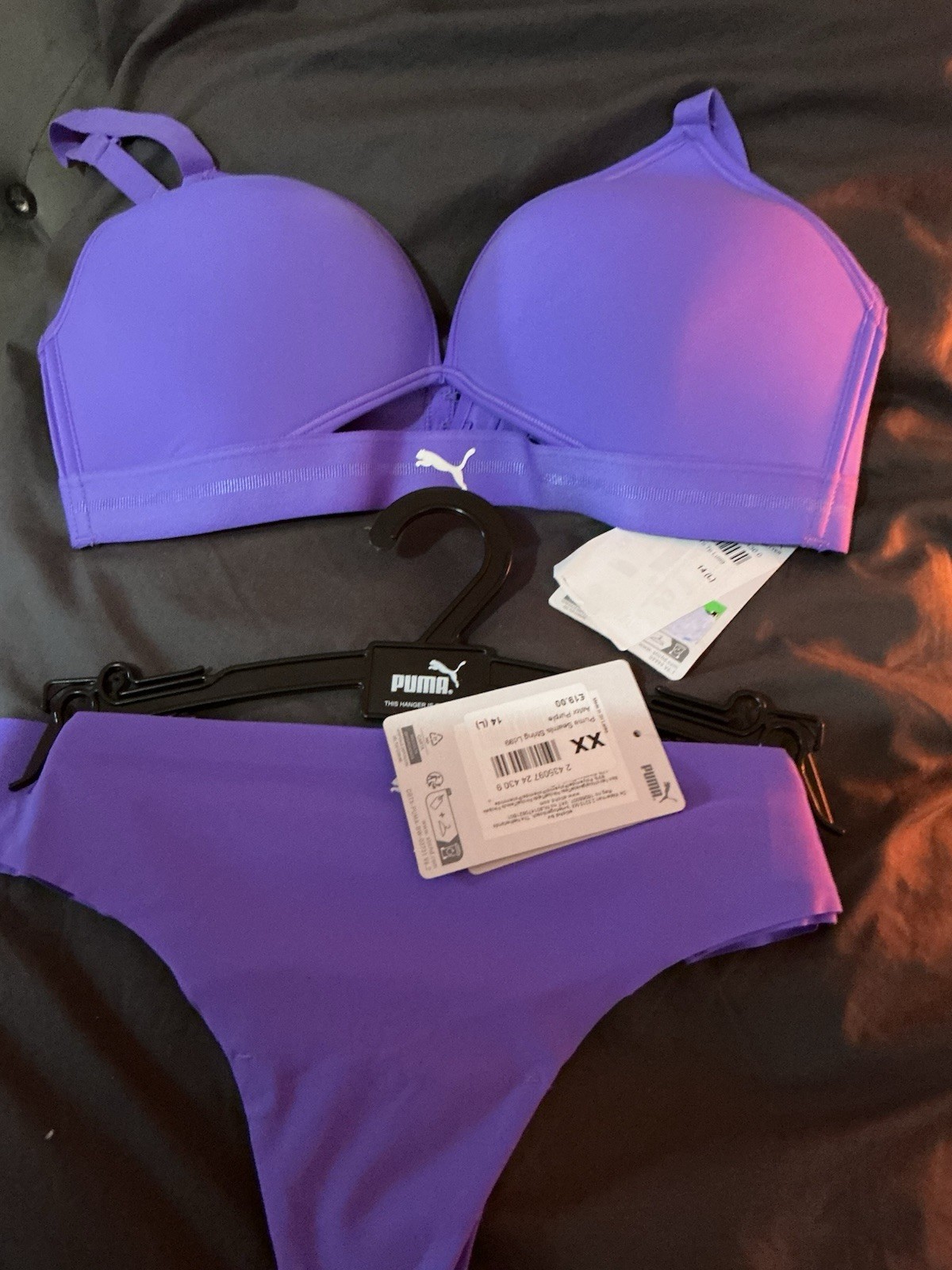 Puma Peek A Boo Bra And 2 Pairs Of Thongs, Size Large