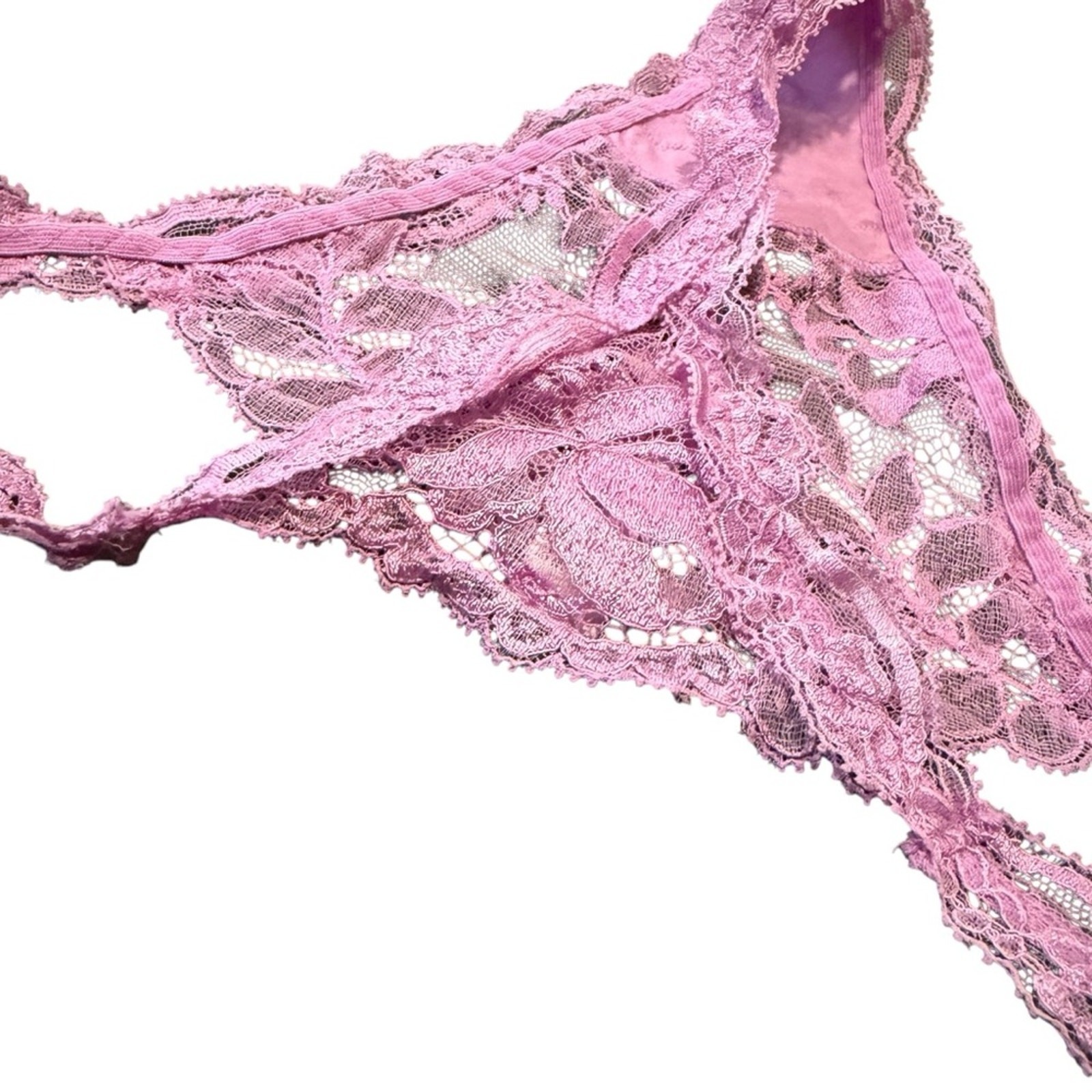 La Perla size 2 US 8 lavender lace thong designer lingerie coquette high v waist