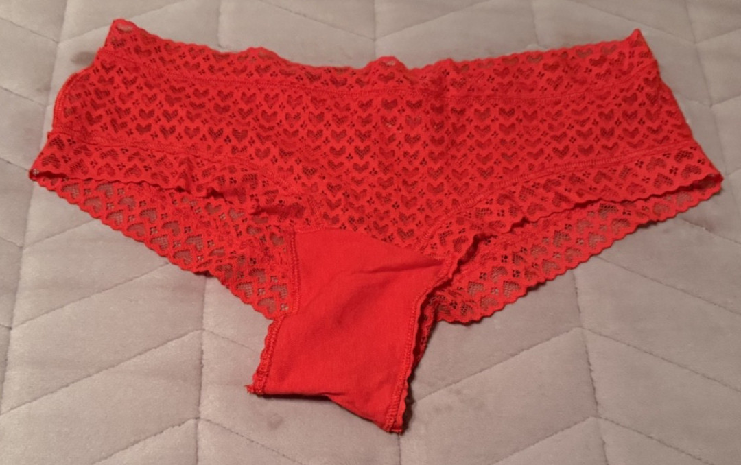 Victoria’s Secret PINK Logo Red Wink Heart Lace Cheeky Panty ~ MEDIUM ~ NWT!