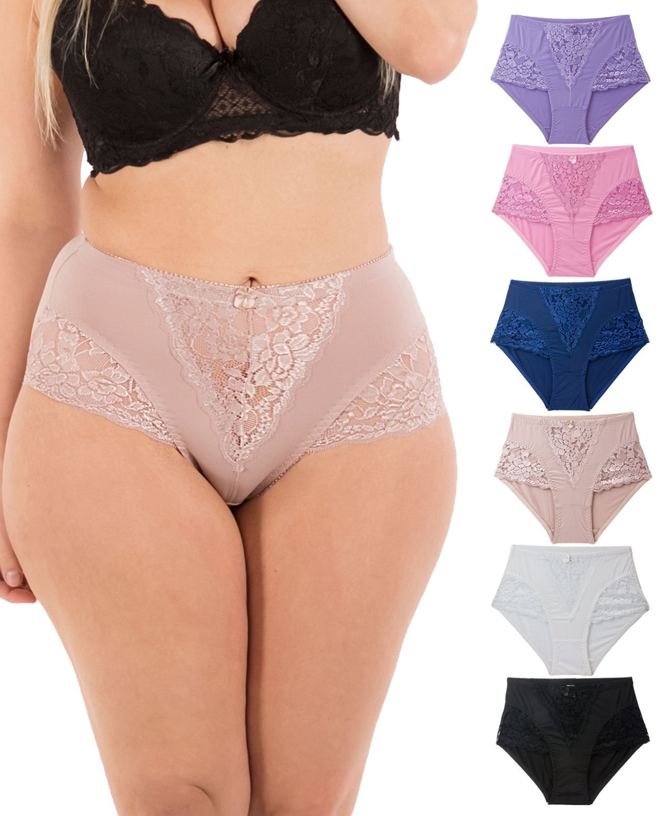 Barbra Womens Underwear Light Control Full Coverage Girdle Panties 6 Pack