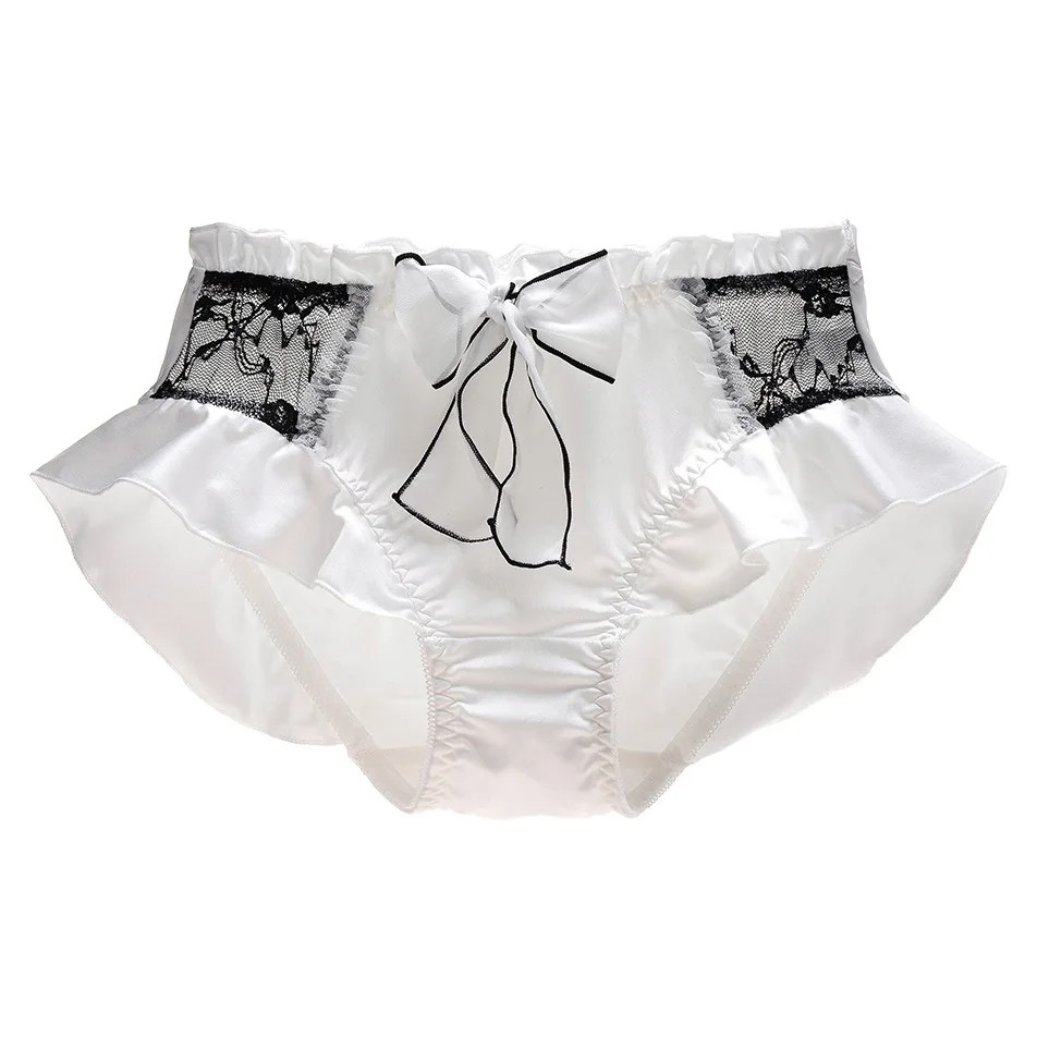 Lace Mid Rise Panties Ruffle Bow Soft Breathable Stretch Briefs Daily Fit