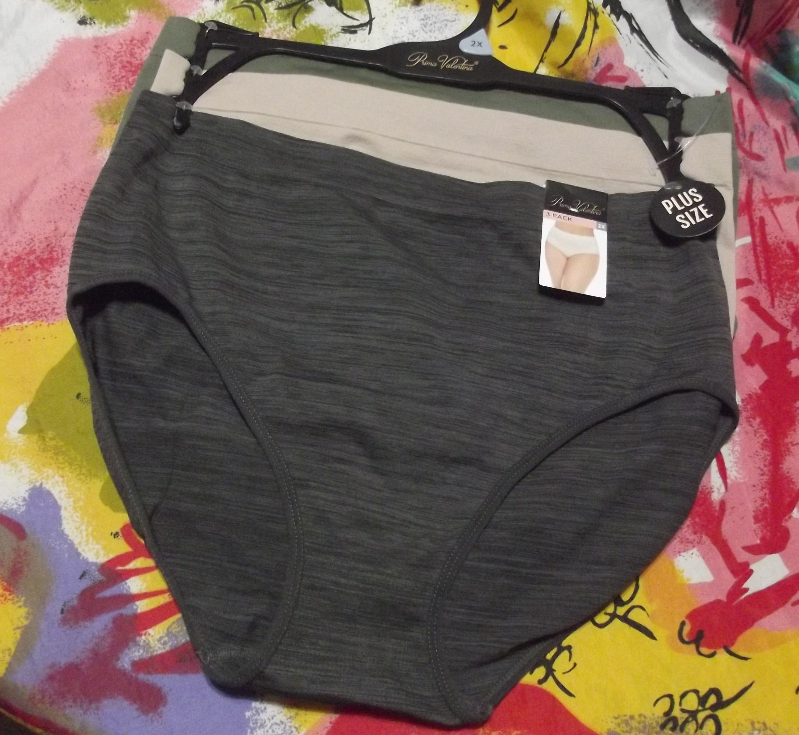 3 NEW PRIMA VALENTINA 877066X GH/BG/GN MF PLUS SIZE SEAMLESS BRIEF PANTIES 2X