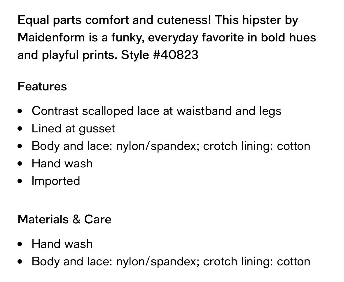 NEW No Pkg Women’s Maidenform 5/S Scalloped Lace Hipster Underwear Floral Design