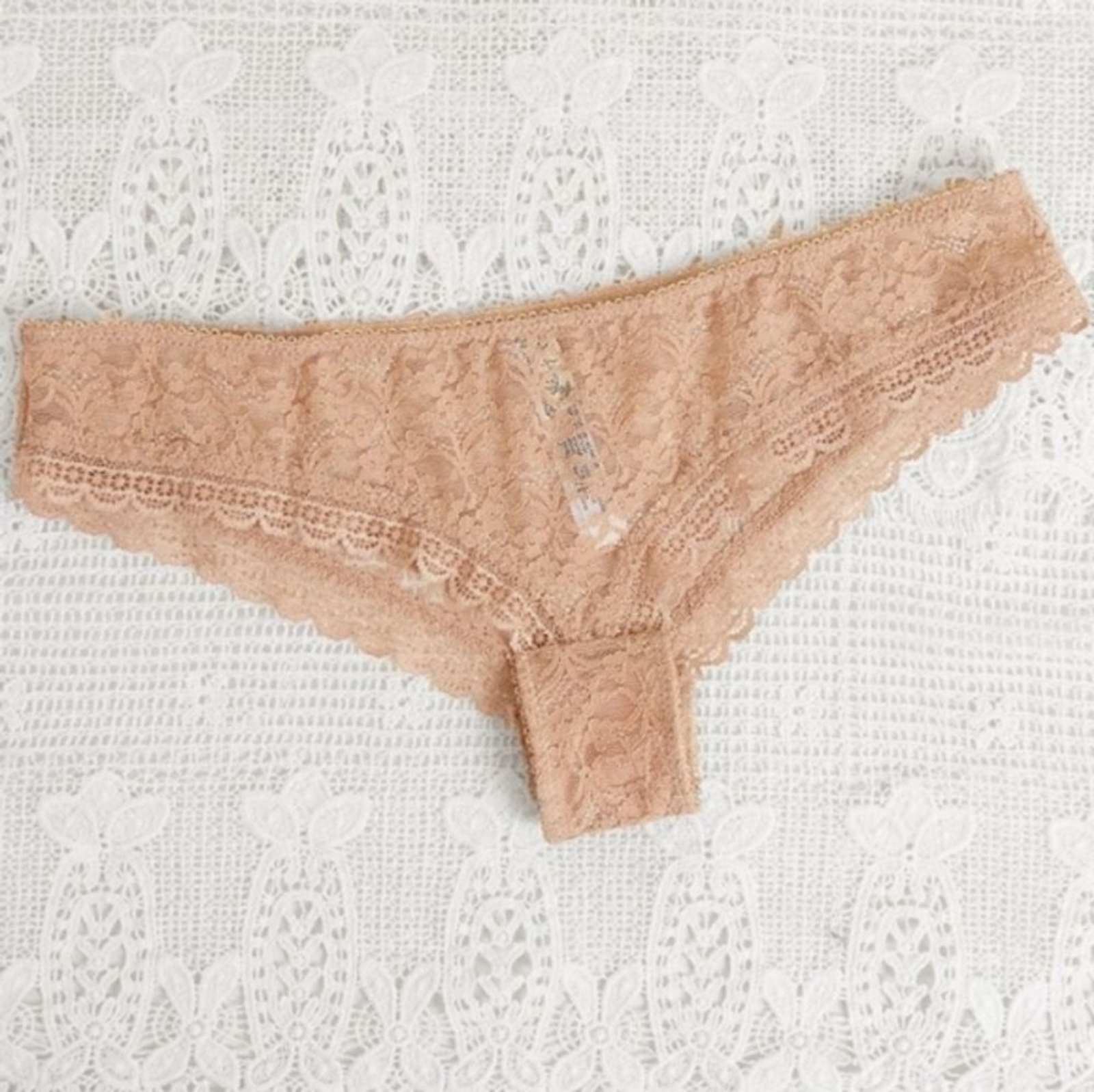 Free People Panty Womens Medium Sheer Floral Lace Hipster Cheeky Brief‎ Nude M